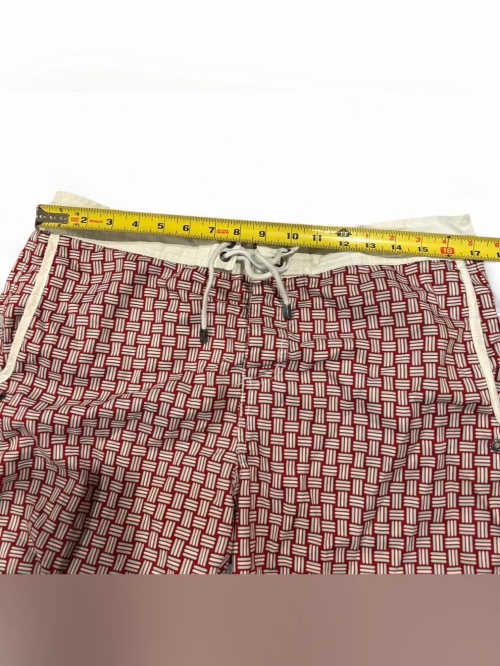 Men's Mr. Swim Red Patterned Swim Trunks with Contrast Waistband